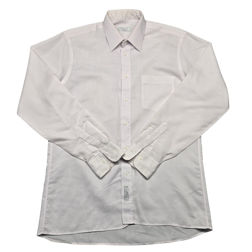 Vintage‎ Christian Dior Dress Shirt Mens Large Pink Striped Durable Press QVV